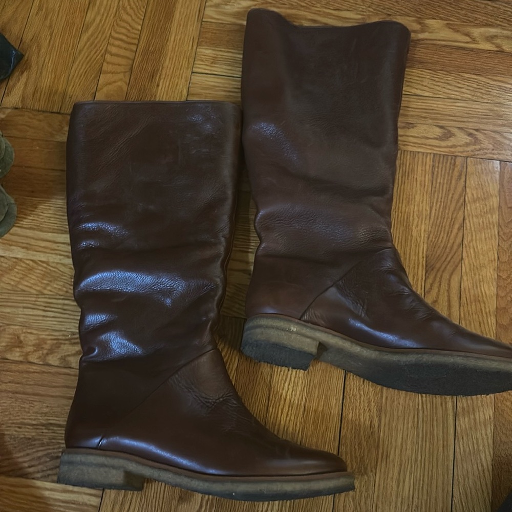DIANE VON FURSTENBURG BURGUNDY OVER THE KNEE BOOTS WITH FUR LINING